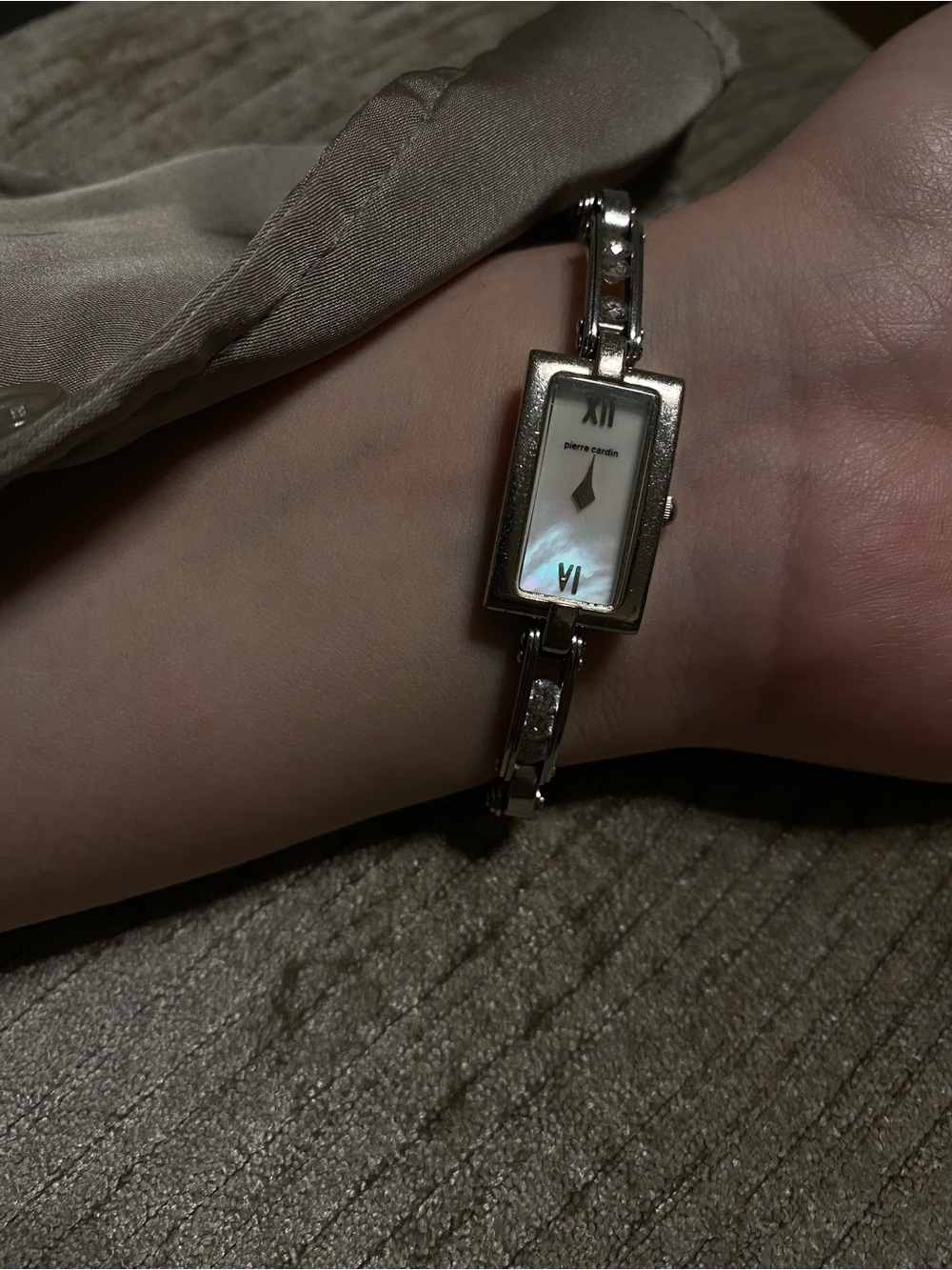 Pierre Cardin Silver-tone Bracelet Watch with Mother-of-Pearl Dial